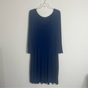 Fashion to Figure 3X Navy Blue Midi Dress | Plus Size Stretch Knit